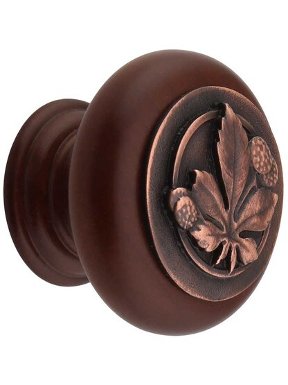 Horse Chestnut Wood Knob in Cherry/Antique Copper.